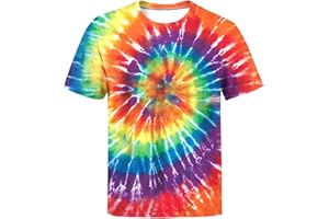 BOMBLINE Tie Dye Shirts for Men Women, Short Sleeve Mens Tie Dye Shirts, Mens Women Rainbow Tie Dye T Shirts,Size:S-5XL