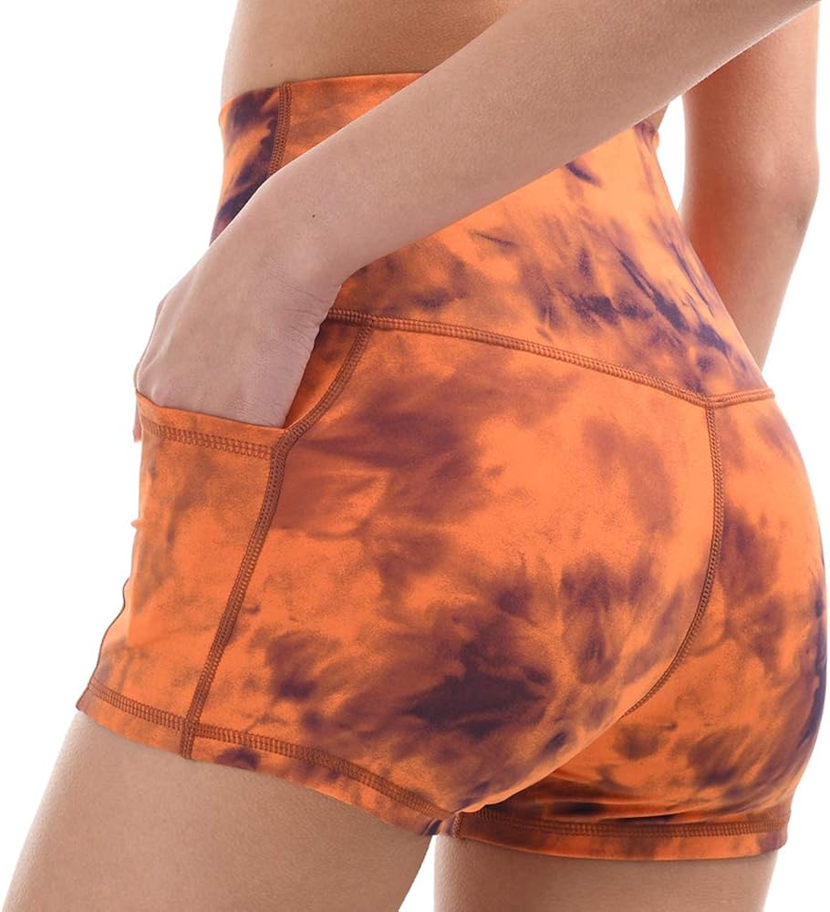 JNVNI Women's 8" / 3" High Waist Yoga Shorts with Pockets Workout Running Compression Athletic Tummy Control Short: Clothing