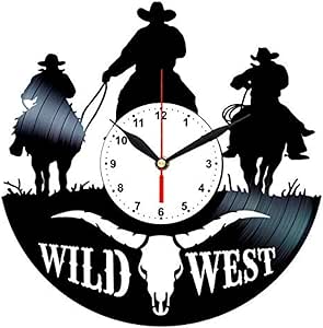 AIYOUBU Reloj De Pared del Oeste Estilo Vaquero Arte del Disco De
