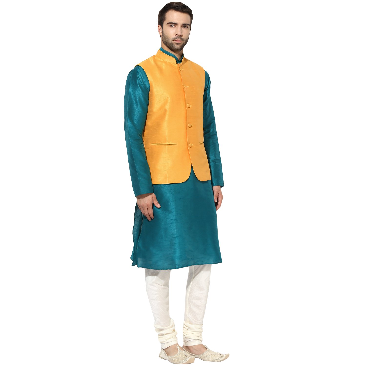 kisah dupion silksolid colouredwaistcoat for men's