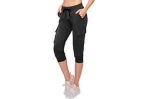ALWAYS Capri Cargo Jogger Pants for Women - Super Soft Casual Drawstrings Track Cuff Bottoms