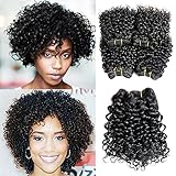 Brazilian Curly Weave 4 Bundles Unprocessed Virgin Human Hair Natural Black Kinky Curly Short Hair Extensions 50g/Bundle (8