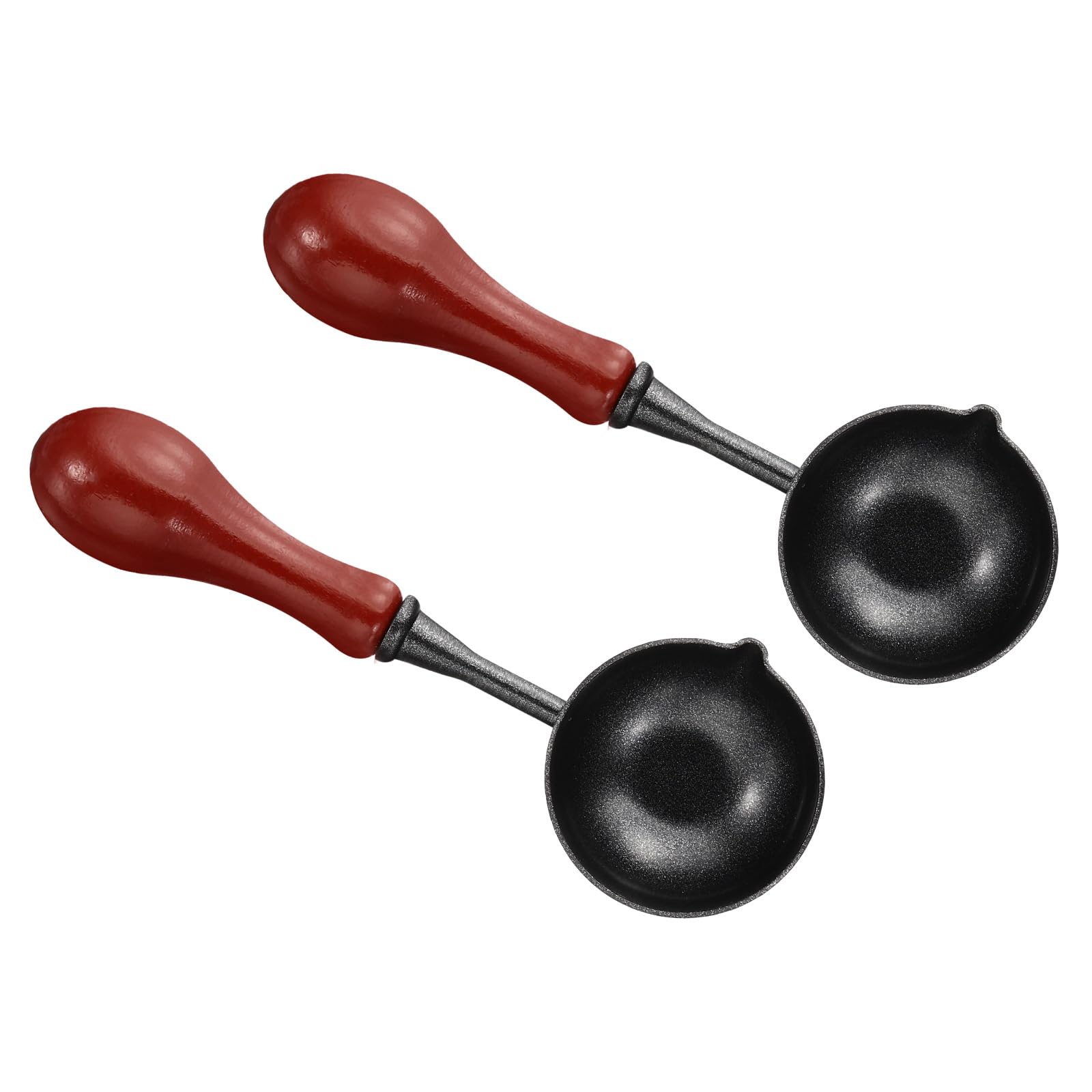 PATIKIL 4" Wax Seal Spoon, 2Pcs Wax Sealing Melting Spoon Painted Wooden Handle Wax Spoon for Wax Seal Stamp Envelope Art Craft Projects, Dark Red