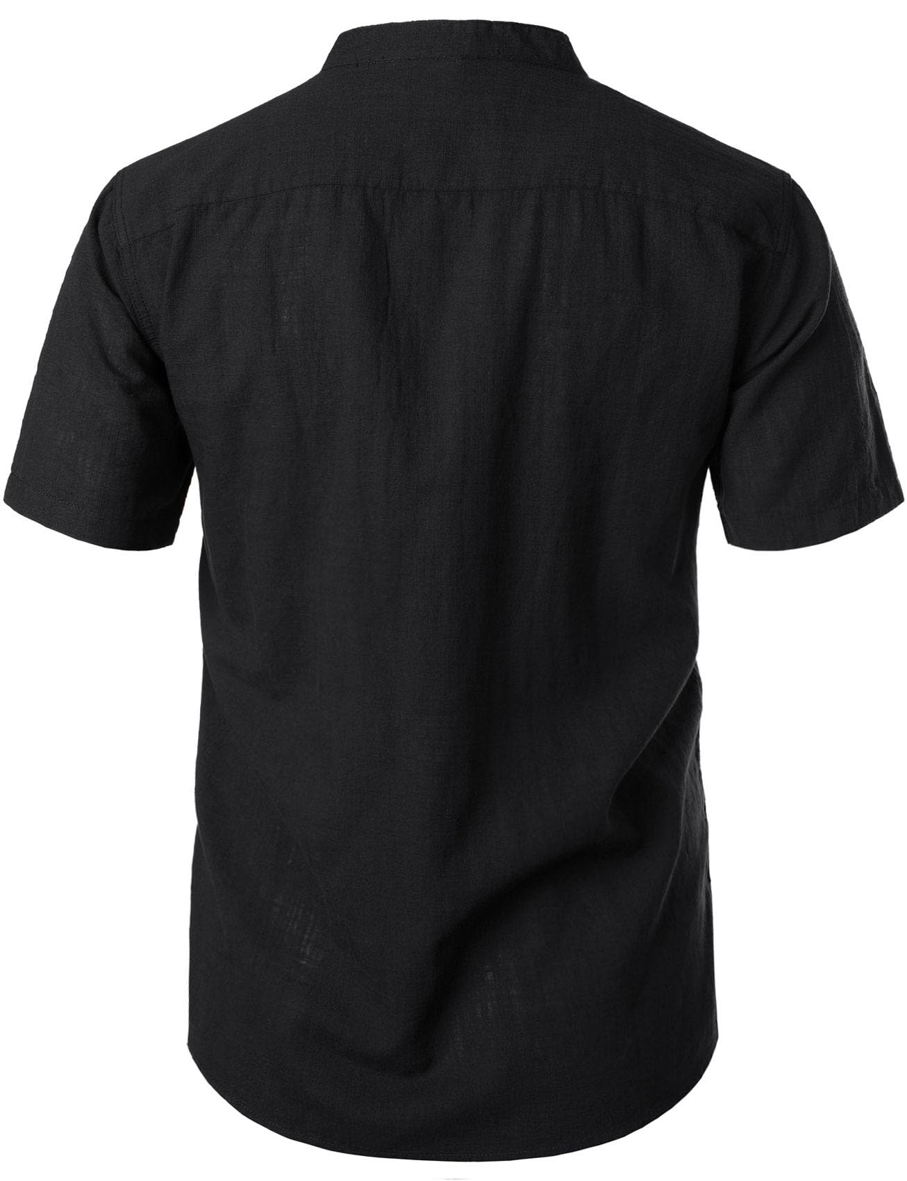 JEMITOP Men's Summer Lightweight Cotton Linen Shirts Casual Short Sleeve Breathable Banded Collar Henley for Beach Vacation