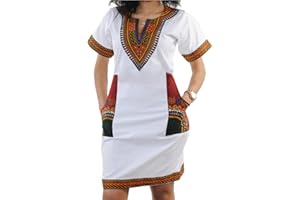 PERZEAL Women's Bodycon Dashiki African Midi Dresses Bohemian Vintage Club Dress with Pocket