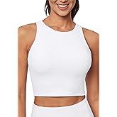 Ewedoos Tank Tops with Built in Bras Longline Sports Bras for Women High Neck Racerback Sports Bra Padded Workout Crop