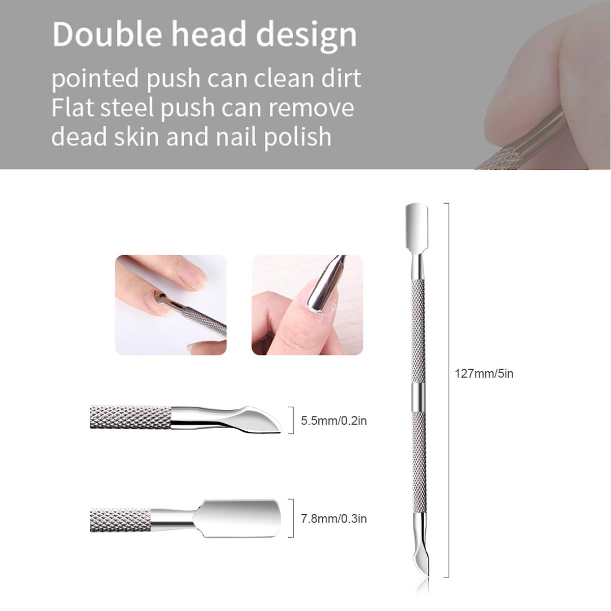 6 PCS Cuticle Pusher and Cutter Set, Dead Skin Nail Cleaner Tools, Professional Stainless Steel Cuticle Remover Kit, Cutter and Trimmer Manicure and Pedicure Tools for Fingernail and Toenails: Beauty