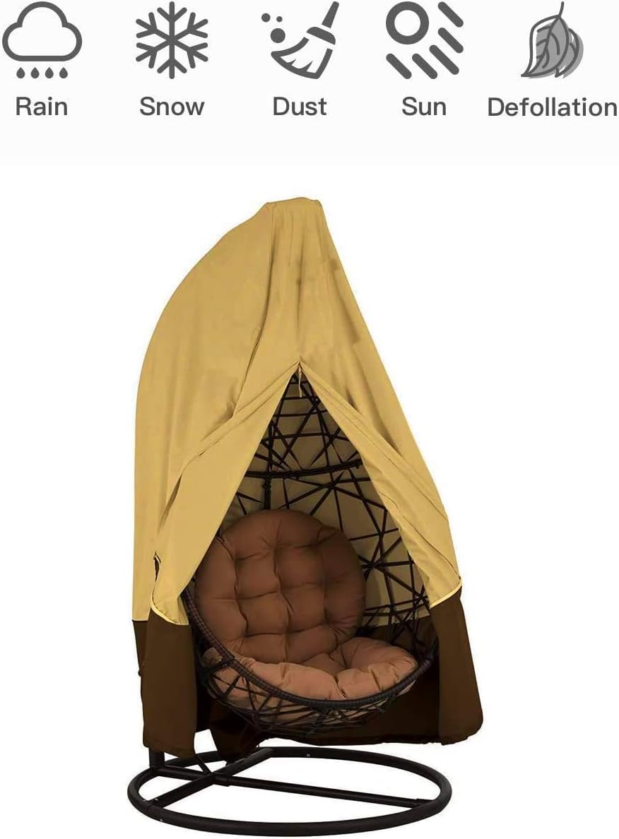 patio armor outdoor furniture covers on Patio Hanging Chair Cover Garden Cocoon Egg Chair Cover Oxford Fabric Waterproof Swing Egg Chair Covers With Zipper Drawstring Double 232x203cm Beige Coffee