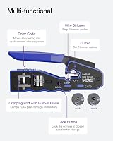 VCE GJ670BL Pass-Through RJ45 Crimp Tool Cat5e/Cat6/Cat7 with Stripper & Cutter view 3