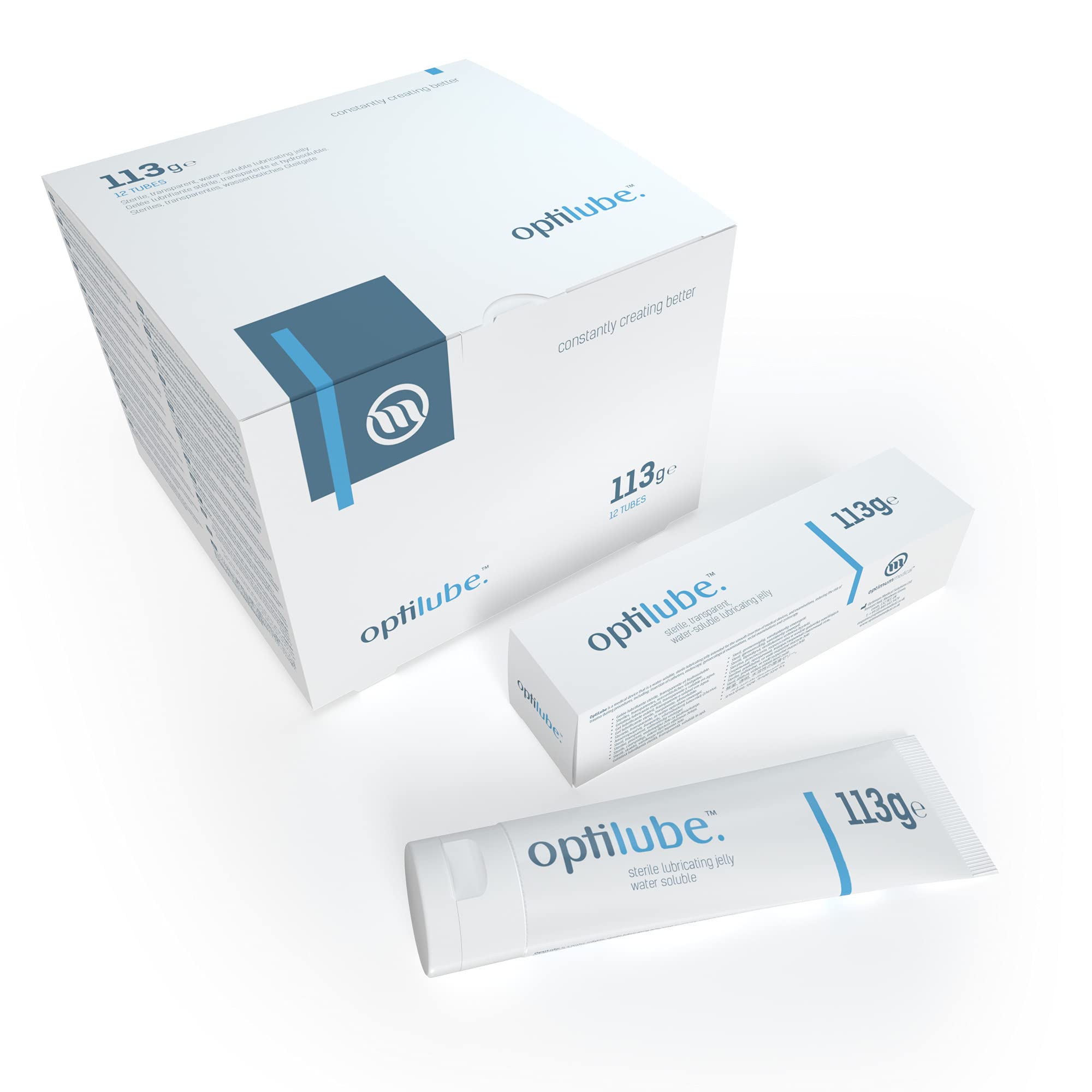 OptiLube Tubes (113g x12) - Sterile Lubricating Jelly for Insertion of Medical Devices, Water Soluble Lubricant with Easy-to-Use Flip Cap (113g Tube - Box of 12)