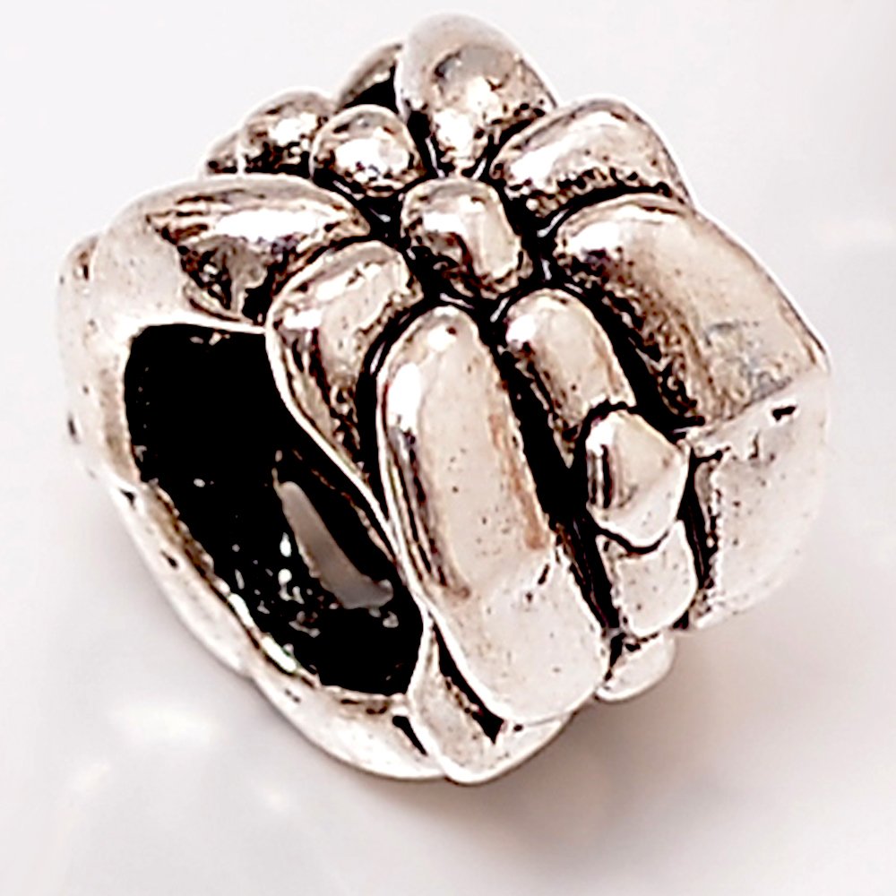 RUBYCA 50pcs Tibetan Silver Tone Spacer Beads Fit European Charms Bracelet Art Flower Design