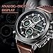 Watch, Watch Men Digital Analog Sport Waterproof Watch,Multifunction LED Date Alarm Leather Wrist Watch (Brown)