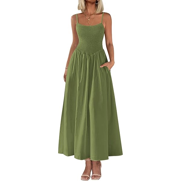 Amazon.com: Womens Elegant Relaxed Fit Matcha Green Satin Slit Long Dress -  Chic Spaghetti Strap Flowy Dress for Beach & Party : Clothing, Shoes &  Jewelry