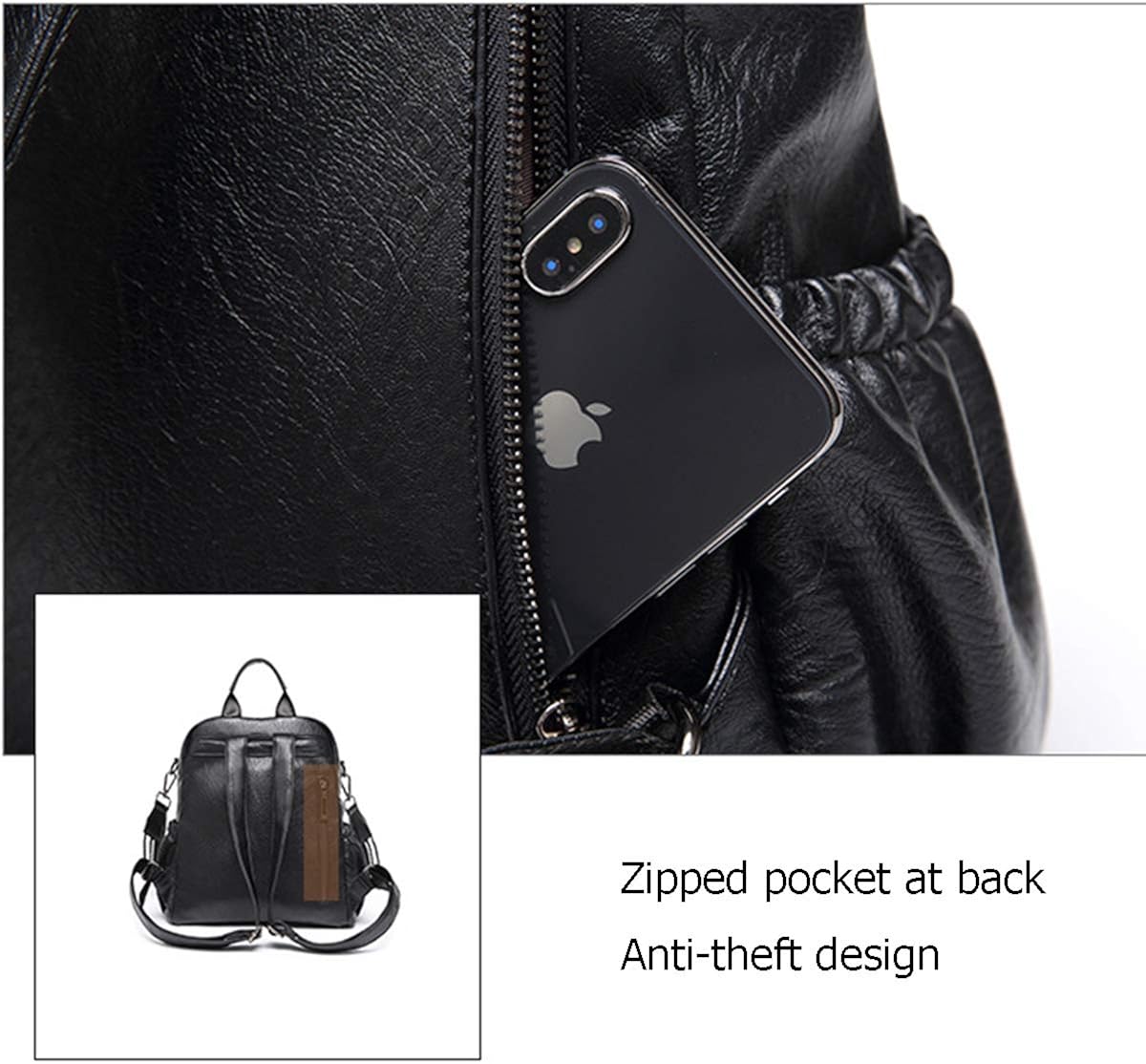 NIYUTA Women Handbag Laptop Tote Bag 10 Inch Leather Large Tote Bag Lightweight Vintage Shoulder Office Bag Lady for Work Travel Shopping Black - Image 5