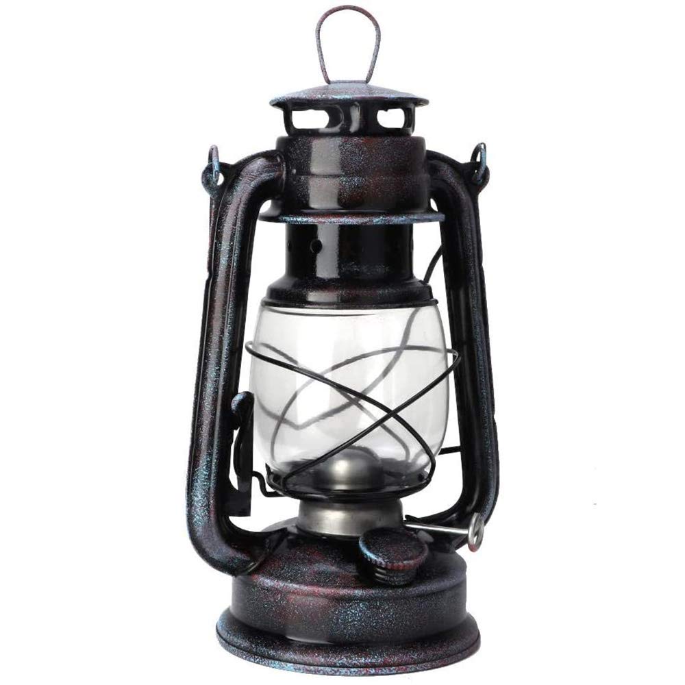 POFET Vintage Storm Lantern Lights Oil Lamp Burning Lantern Retro Kerosene Lamps Classic Oil Lamp Table Lanterns for Home, Garden, Camping Citronella - Red