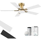 42inch Smart Low Profile Ceiling Fan with Lights Remote,Quite DC Motor,WiFi Voice Control via Alexa,Outdoor Indoor Modern Flu