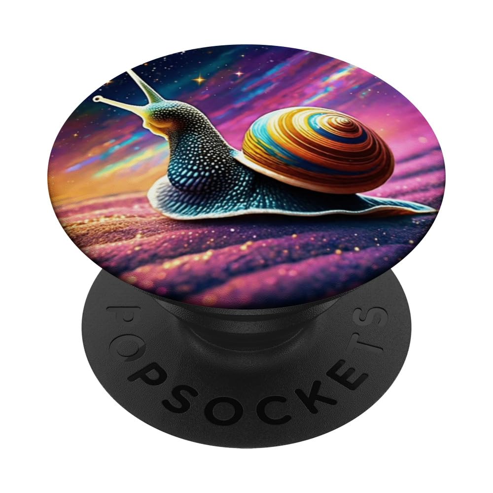 Whimsical Snail In Cosmic Space Graphic PopSockets Swappable PopGrip