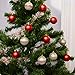 24-Pack Christmas Tree Ornaments - Red Shatterproof Medium Christmas Balls Decoration, Assorted 3-Finish Matte, Glitter, Multicolor Glitter Stripes, Hanging Plastic Bauble Holiday Decor, 2.4 Inches
