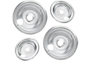COZZIVITA WB31T10010 and WB31T10011 Drip Pans for Electric Stove - Compatible with GE Range Stove - Thickening to Prevent Bending and Rust-Includes a Set of 4 Stove Drip Pans, Silver