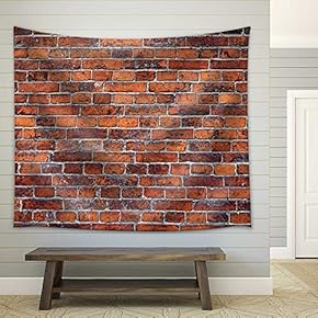 Abstract Close-Up Red Brick Wall Background - Fabric Wall Tapestry Home Decor - 51x60 inches