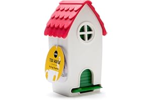 OTOTO Tea House Tea Bag Organizer - 100% Food Safe Plastic Tea Bag Holder - Fun Housewarming Gift - Quirky Tea Organizer Design - Tea Storage Size: 3.94 x 3.39 x 3.43 in - White