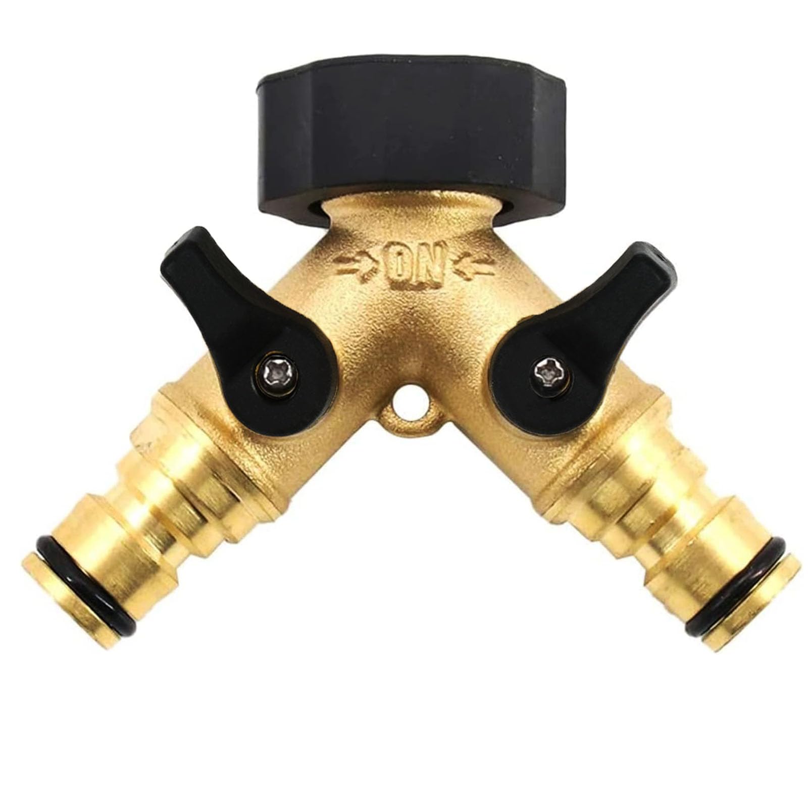 Homo Trends 2 Way Brass Tap Garden Hose Splitter, Double Tap Adaptor Irrigation Hose Connectors Manifold-Turn with Individual On/Off Valves for Outdoor Home Kitchen