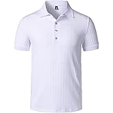JEMITOP Men's Stretch Knit Slim Fit Polo Shirts Casual Short Sleeve Ribbed Collar Muscle Golf Shirt