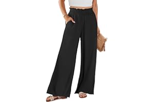 ZXCTKA Women High Waisted Cotton Linen Palazzo Pants Casual Loose Wide Leg Beach Pants Summer Outfits 2024 Trendy