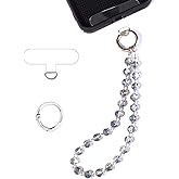 Acofect Crystal Beaded Phone Wrist Strap Charm Chain Wristlet Cellphone Lanyard Bracelet Keychain with Tether Tab Hands-Free