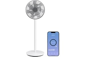 Ofuzzi Breeze 10 Smart Pedestal Fan for Bedroom, Smart Fans works with Alexa/Google, 27db Pedestal Fan for Indoors, 100 Speeds, 140° Oscillating Fan, 46ft Vented Portable Stand Fan for Quiet Spaces
