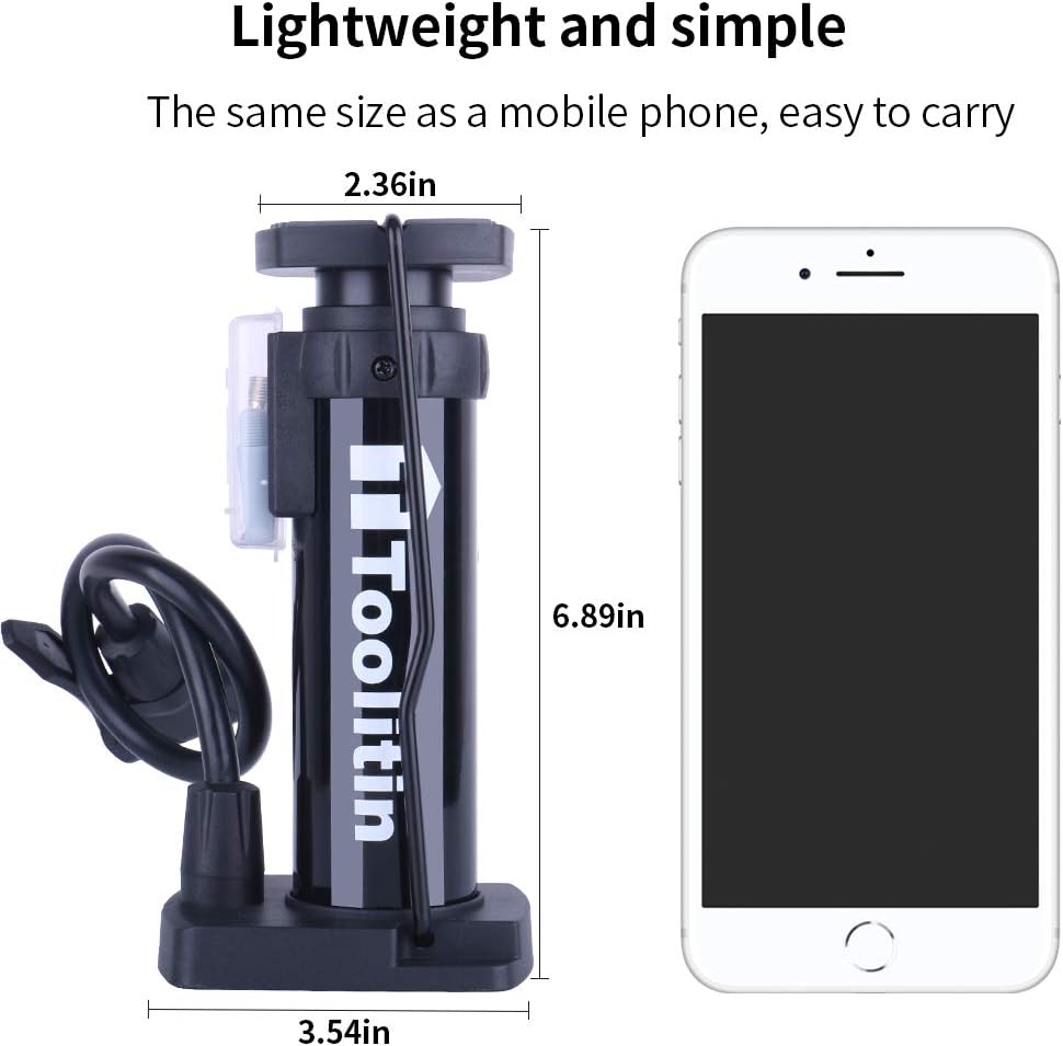 TOOLITIN Bike Pump Floor Bicycle Air Pump fits Universal Presta and Schrader Lightweight Portable Bike Floor Pump Hand Foot Activated…: Sports & Outdoors