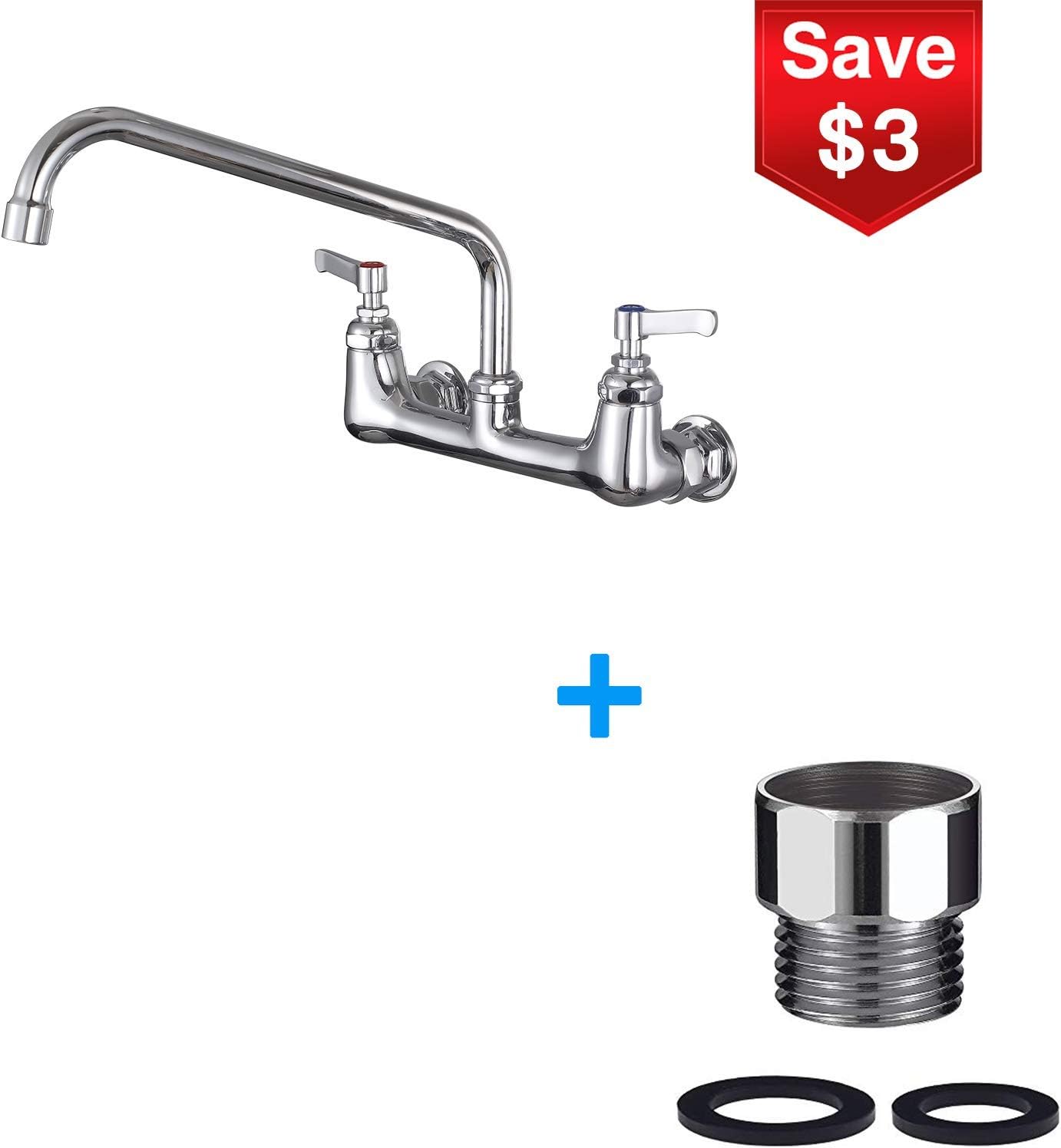 CWM Wall Mount Commercial Sink Faucet 8 Inches Commercial Faucet with