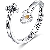 ONEFINITY Cross Rings for Women 925 Sterling Silver Faith Cross Adjustable Ring Christian Spoon Rings Religion Jewelry For Women Daughter Friend