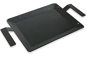 Premium Carbon Steel Cooking Tray with Double Handle, Griddle Pan for Grills and Gas Stove, Professional Pre-Seasoned Cookwar