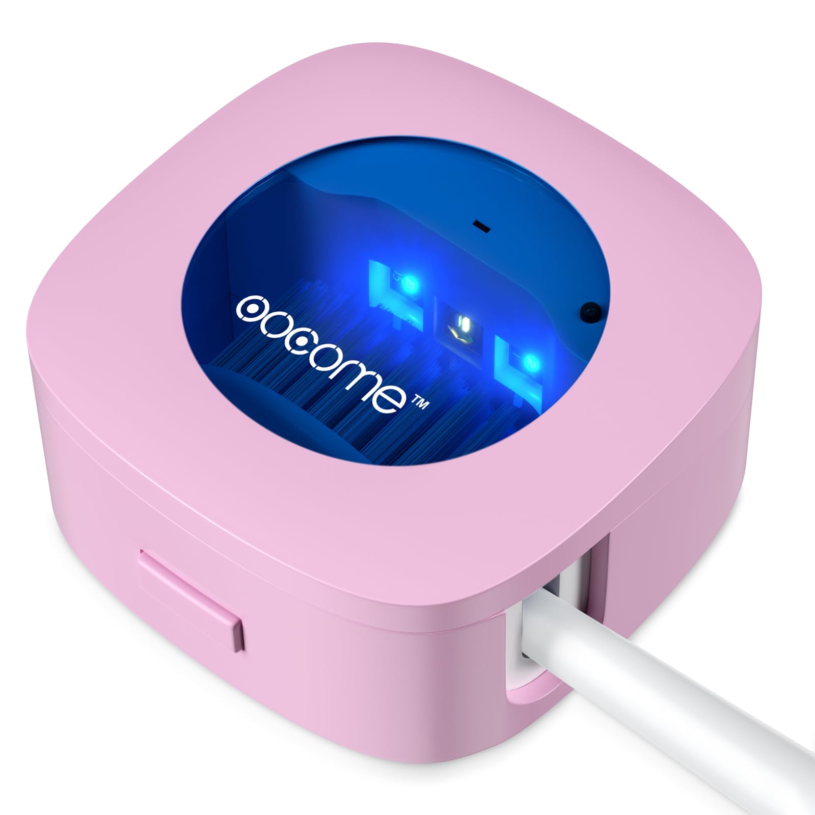 OOCOME Portable Deep UV Toothbrush Sanitizer Case Toothbrush Sanitizer Holder Organizer Case Toothbrush Cleaner Holder with Sticker free Punching for Travel and Family Use (Pink) — image 1