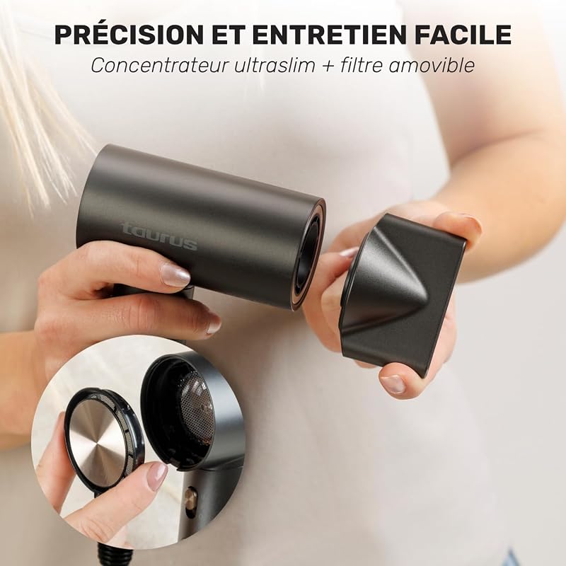 Seche Chaveux Professionel Ionique 1800w Diffseur Raides et Bouclés
