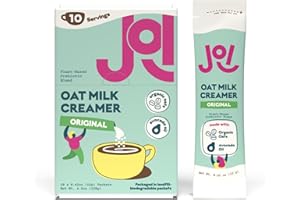 Oat Milk Coffee Creamer, Sweetened 10ct Carton by JOI - Superfood, Vegan, Dairy Free, Plant Based, Kosher, Shelf-Stable, Bari