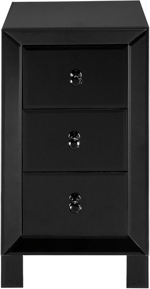 Amazon Com Night Table Modern And Contemporary Mirrored 3 Drawers Nightstand Bedside Table Four Legs Sunken In Plane The Legs Are Flat Rose Black Sunken Black Kitchen Dining