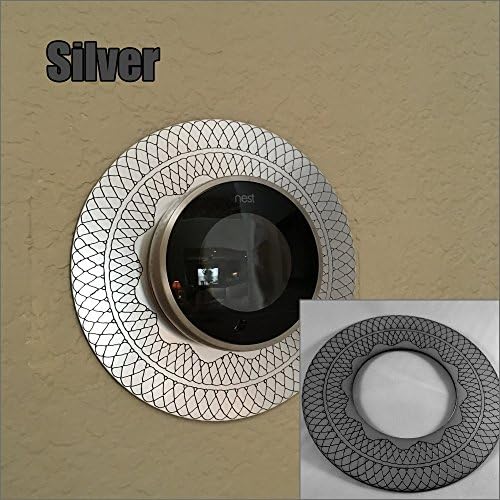 Nest Thermostat wall plate - Silver with adhesive backing and fishnet style engraving