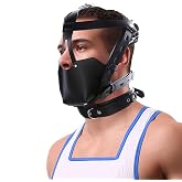MFMYEE Bondage Mask With Gag Ball Hood,Adjustabale Y-Shape Restraint Head Harness Breathable Mouth Ball Leather Mouth Masks &amp; Muzzles,SM Gag Sex Play Toy For Couples