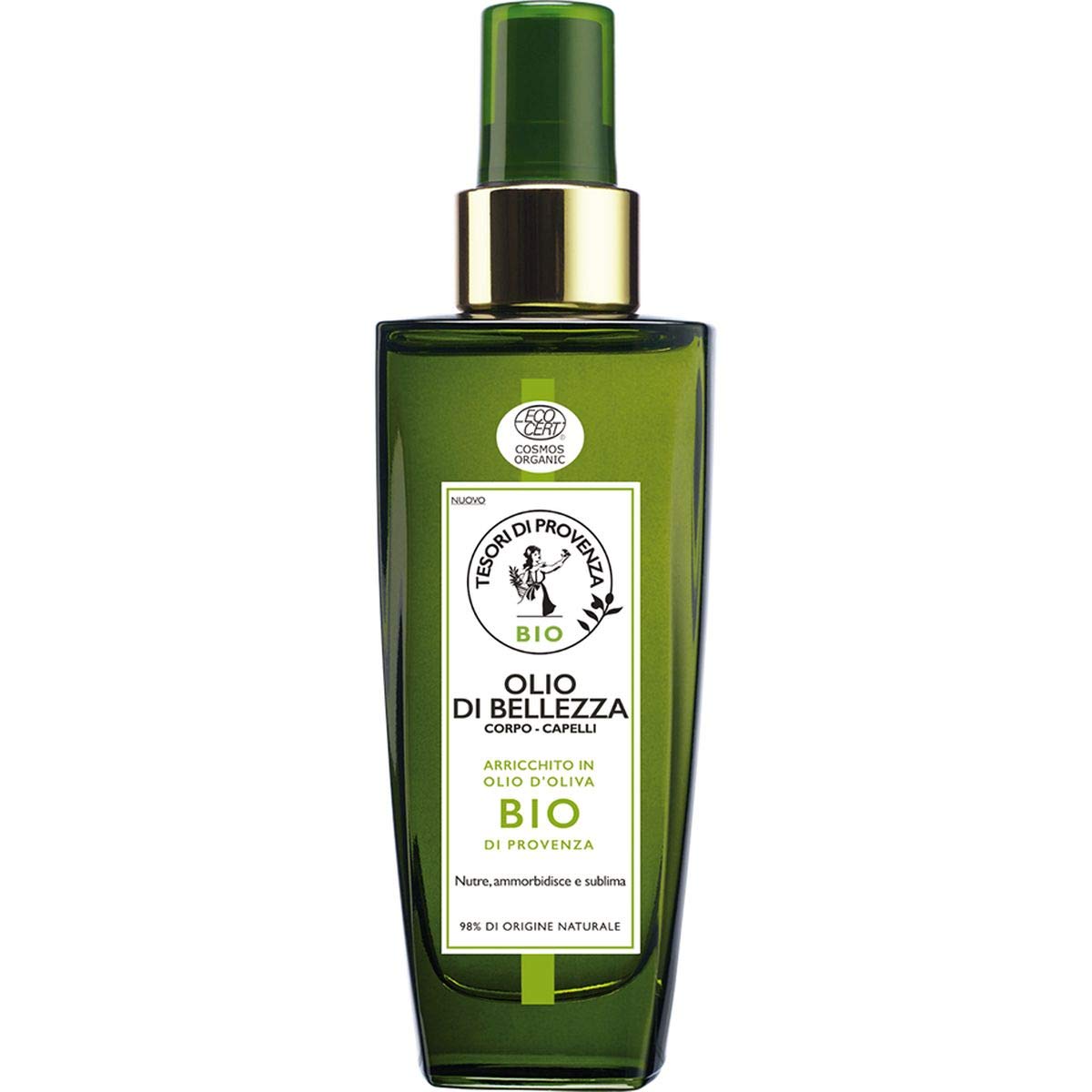 Tesori di Provenza Organic Multi Purpose Oil Dry Oil for Body and Hair Organic Olive Oil Rich in Antioxidant Polyphenols 100ml