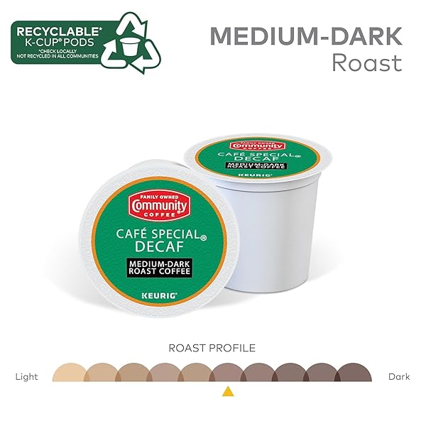 COMMUNITY COFFEE CAFÉ SPECIAL DECAF 24 COUNT COFFEE PODS, MEDIUM-DARK ROAST, COMPATIBLE WITH KEURIG 2.0 K-CUP BREWERS, 24 COUNT (PACK OF 1)