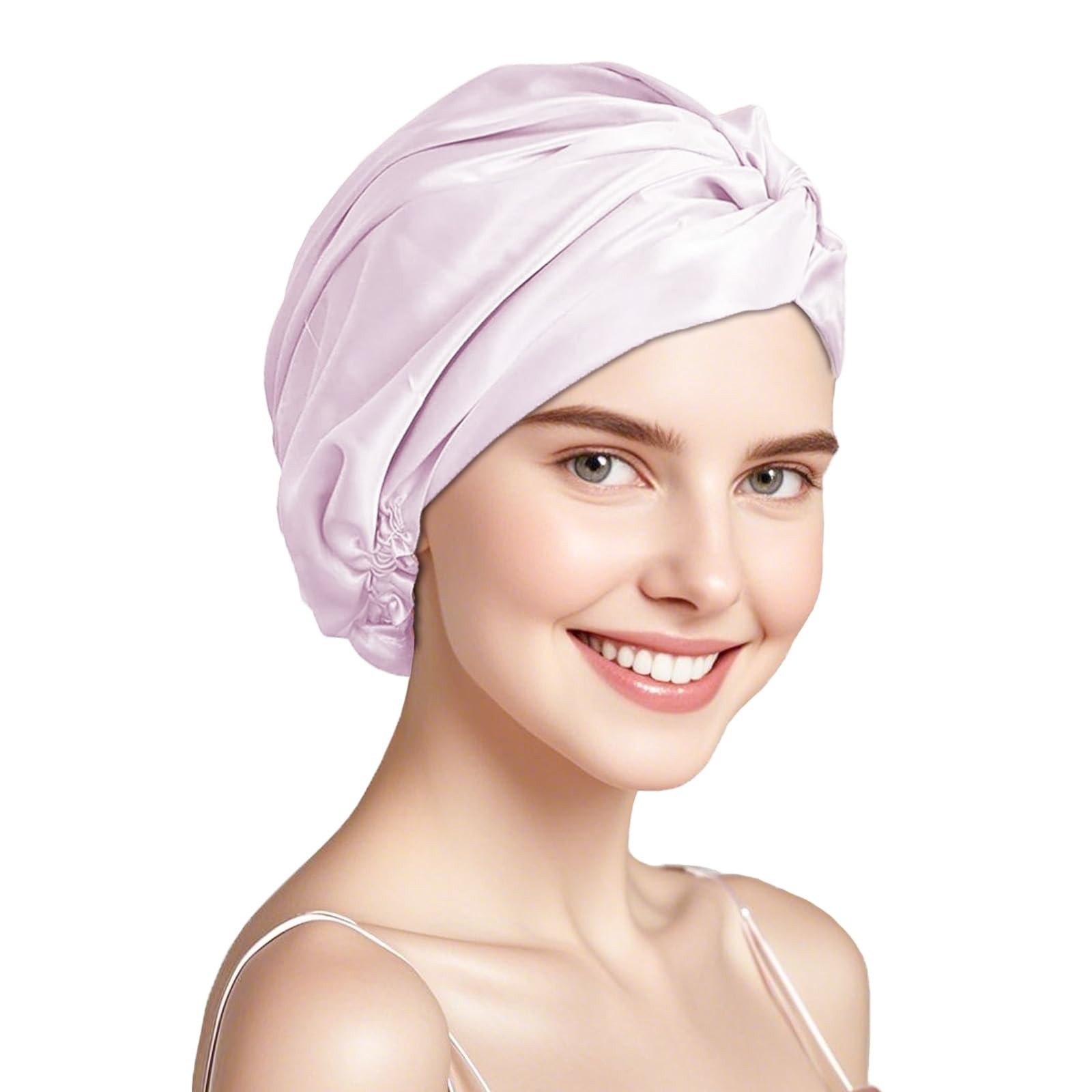 townssilk 100% Mulberry Silk Women's Night Cap, 16 Momme Sleep Cap, Silk Shower Cap, Good for Hair, Protects Hair, Silk Night Cap, Double Layer, Lavender