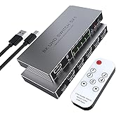 HDMI Switch 5 in 1 Out 8K@60Hz 4K@240Hz HDMI 2.1 Switcher Splitter Support HDR10+ HDCP 2.3 CEC with Power Adapter Compatible with PS5/4 Xbox Nintendo Switch Roku Apple TV Fire Stick