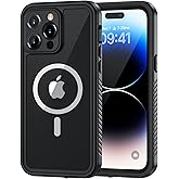 Lanhiem Magnetic for iPhone 14 Pro Max Case, Waterproof Dustproof Case with Built-in Screen Protector Compatible with Magsafe, Full Body Protective Cover for iPhone 14 Pro Max 6.7 inch -Black