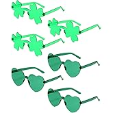 Aviski St Patricks Day Party Glasses, Green Shamroc Heart Shape Rimless Frameless Eyeglasses, Saint Paddy Day Accesorries