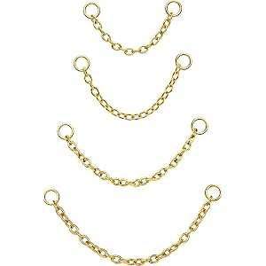 OUFER 316 Stainless Steel 4PCS Silver/Gold Connector Chain, Convertible Dangle Chain for Doule Ear or Nose Piercing, 20-35mm