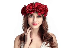 KNEMKSPLANET Day Of The Dead Headband Halloween Floral Headband Wedding Rose Flower Crown