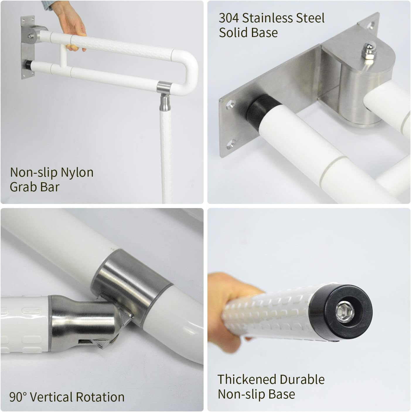 Nisorpa Toilet Grab Bar,Foldable Drop Down Toilet Rails,Seat Support Aid Assist Rail,Non Slip Toilet Bar for Disabled Elderly Handicap Pregnant - Image 5