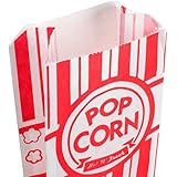 Carnival King Paper Popcorn Bags, Red/White, 100 Count (Pack of 1)